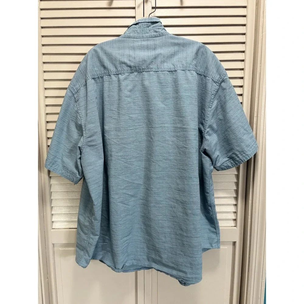 Genuine Goods Short Sleeve Button Up Shirt Size‎ 4XL Blue Logo Pocket